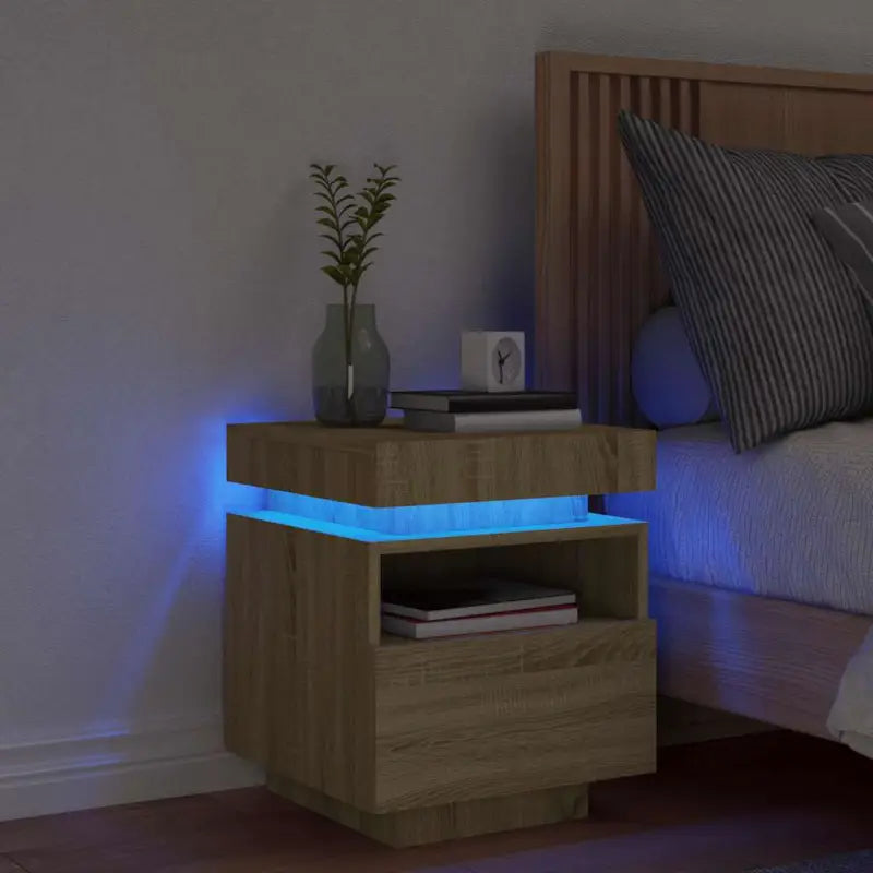 Nachtkastje met RGB LED-verlichting en duurzaam bewerkt hout - Nachtkastjes