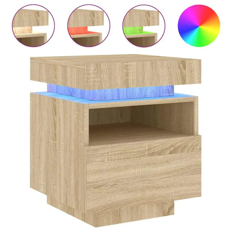 Nachtkastje met RGB LED-verlichting en duurzaam bewerkt hout - Nachtkastjes
