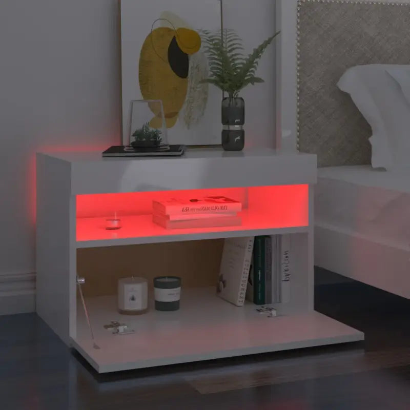 Nachtkastje met RGB LED-verlichting Hoogglans Wit voor modern interieur - Nachtkastjes