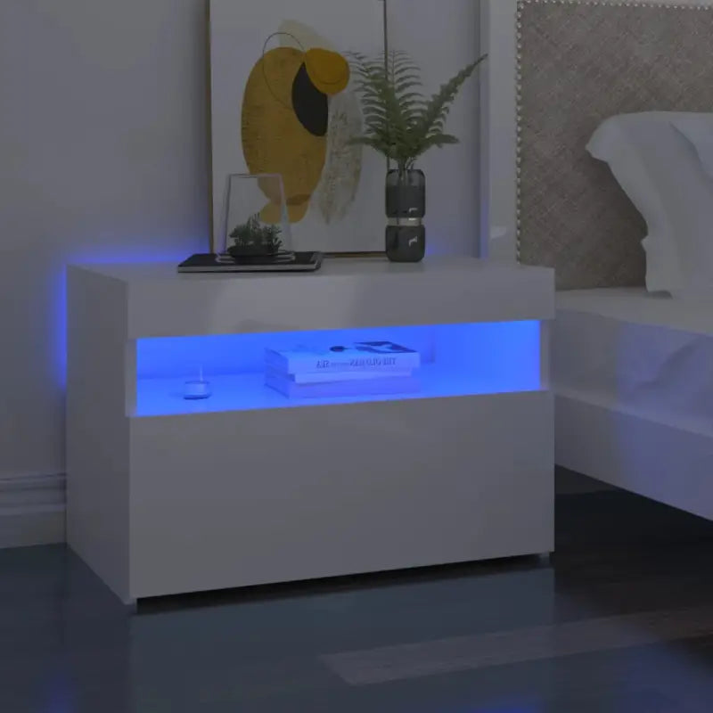 Nachtkastje met RGB LED-verlichting Hoogglans Wit voor modern interieur - Nachtkastjes
