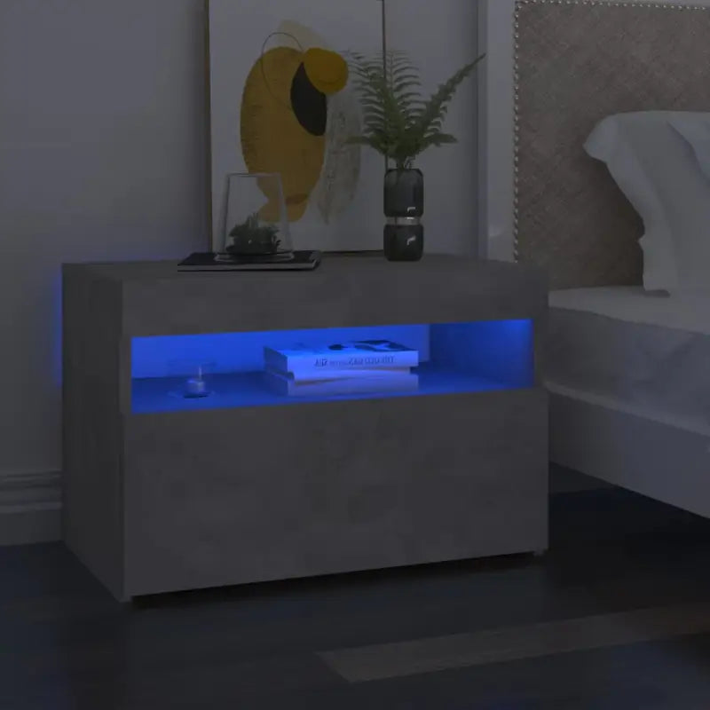 Nachtkastje met RGB LED-verlichting Hoogglans Wit voor modern interieur - Betongrijs / 2 - Nachtkastjes