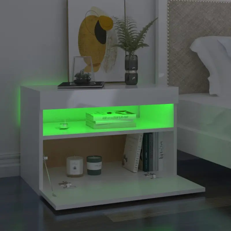 Nachtkastje met RGB LED-verlichting Hoogglans Wit voor modern interieur - Nachtkastjes