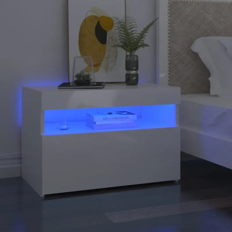 Nachtkastje met RGB LED-verlichting Hoogglans Wit voor modern interieur - Hoogglans wit / 1 - Nachtkastjes