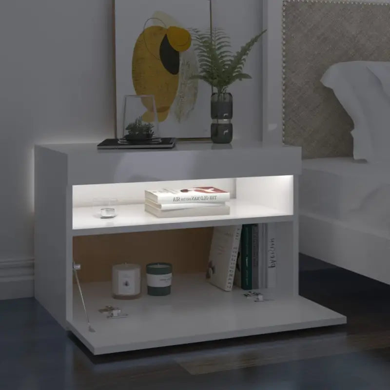 Nachtkastje met RGB LED-verlichting Hoogglans Wit voor modern interieur - Nachtkastjes