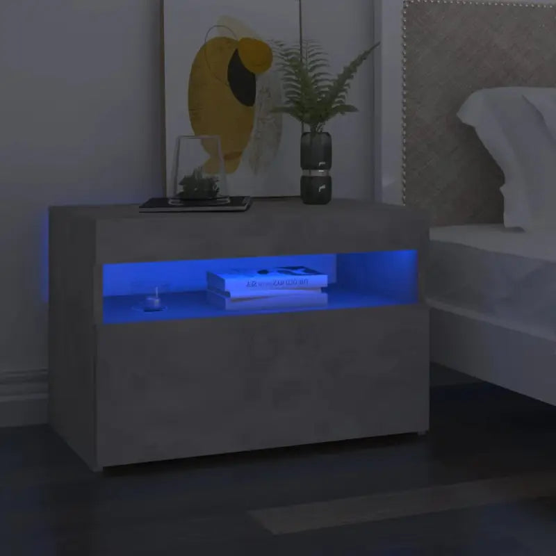 Nachtkastje met RGB LED-verlichting Hoogglans Wit voor modern interieur - Betongrijs / 1 - Nachtkastjes