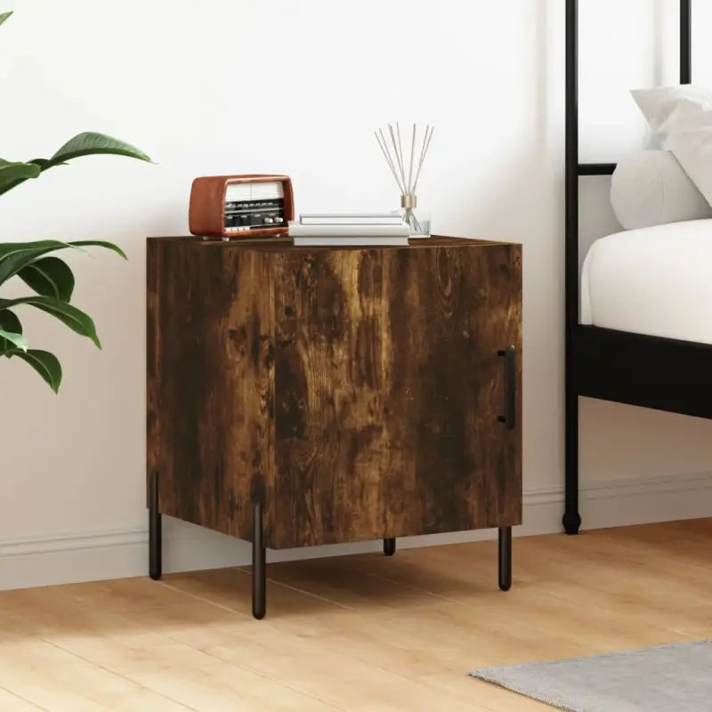 Nachtkastje van bewerkt hout in hoogglans wit voor moderne interieurs - Gerookt eiken / 1 - Nachtkastjes