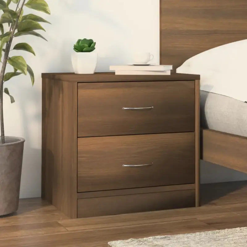 Nachtkastje van bewerkt hout inclusief levering voor een klassieke uitstraling - bruin eikenkleur / 1 - Nachtkastjes