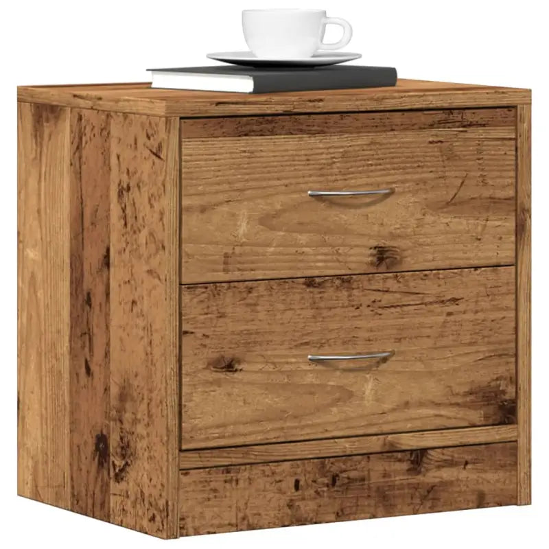 Nachtkastje van bewerkt hout inclusief levering voor een klassieke uitstraling - Oud hout / 1 - Nachtkastjes