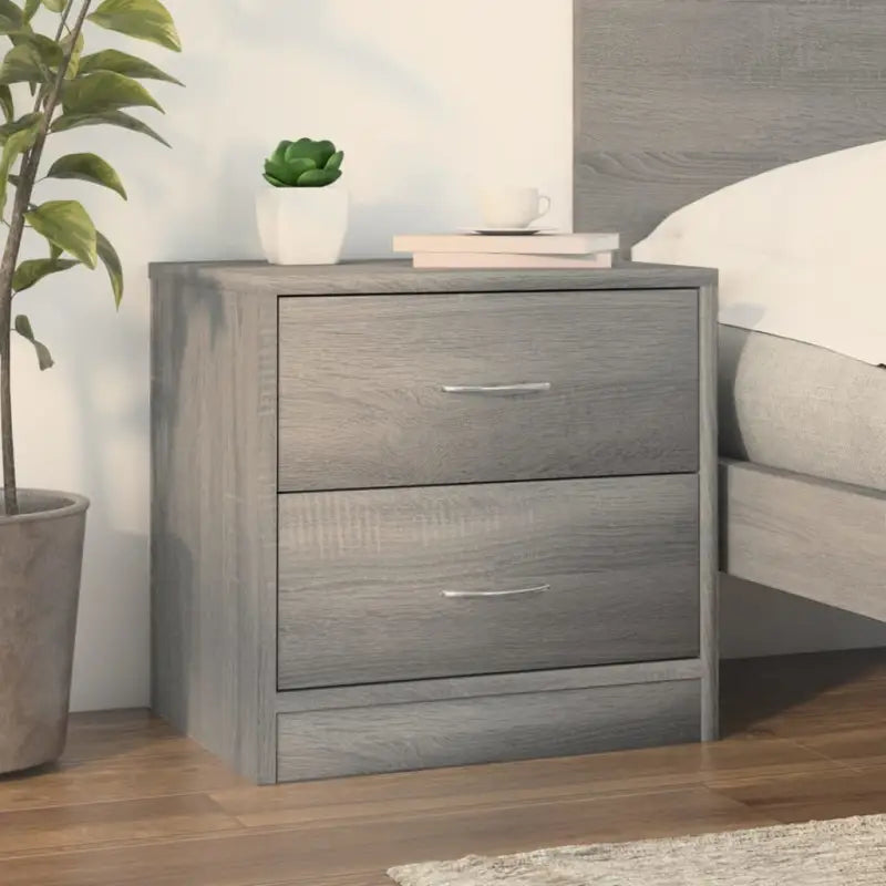 Nachtkastje van bewerkt hout inclusief levering voor een klassieke uitstraling - Grijs sonoma / 1 - Nachtkastjes