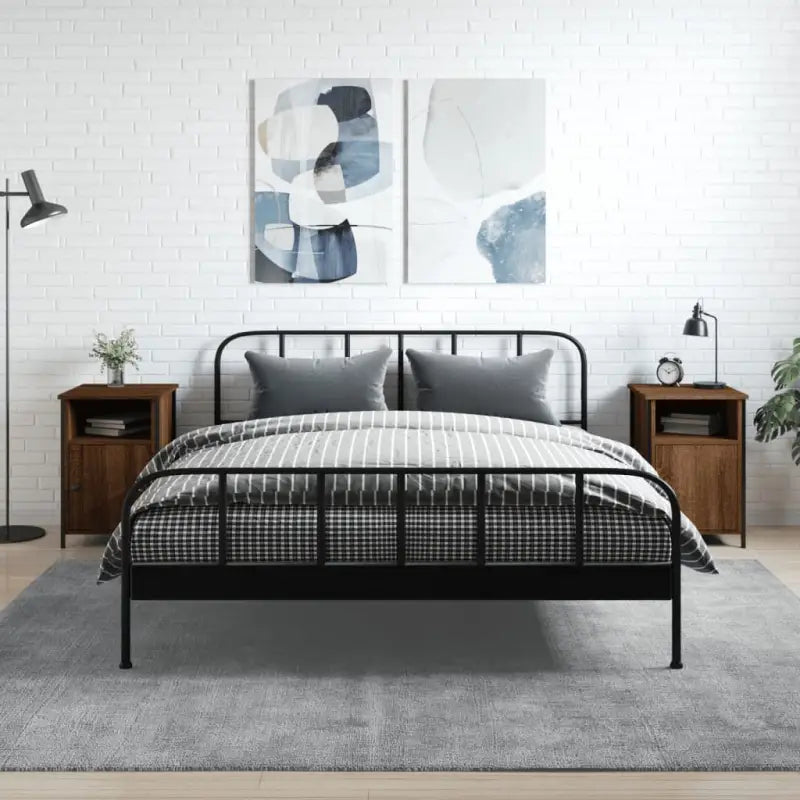 Nachtkastje van bewerkt hout met elegant en tijdloos ontwerp - bruin eikenkleur / 2 - Nachtkastjes