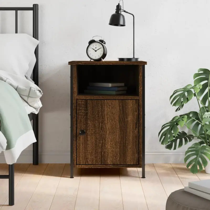 Nachtkastje van bewerkt hout met elegant en tijdloos ontwerp - bruin eikenkleur / 1 - Nachtkastjes