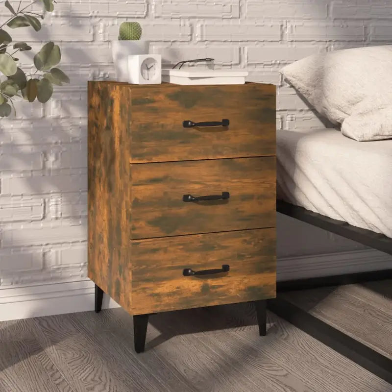 Nachtkastje van bewerkt hout met elegant en tijdloos ontwerp - Gerookt eiken / 1 - Nachtkastjes