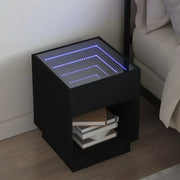 Nachtkastje van bewerkt hout met infinity LED-verlichting en duurzaam design - Nachtkastjes