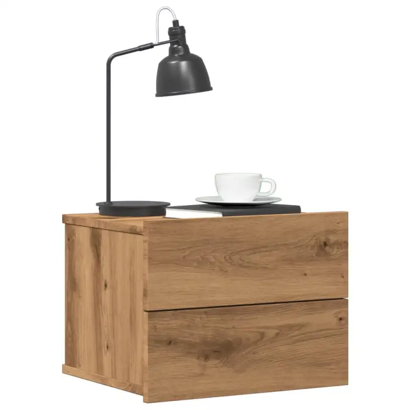 Nachtkastje van bewerkt hout met klassieke charme - artisanaal eikenkleurig / 1 - Nachtkastjes