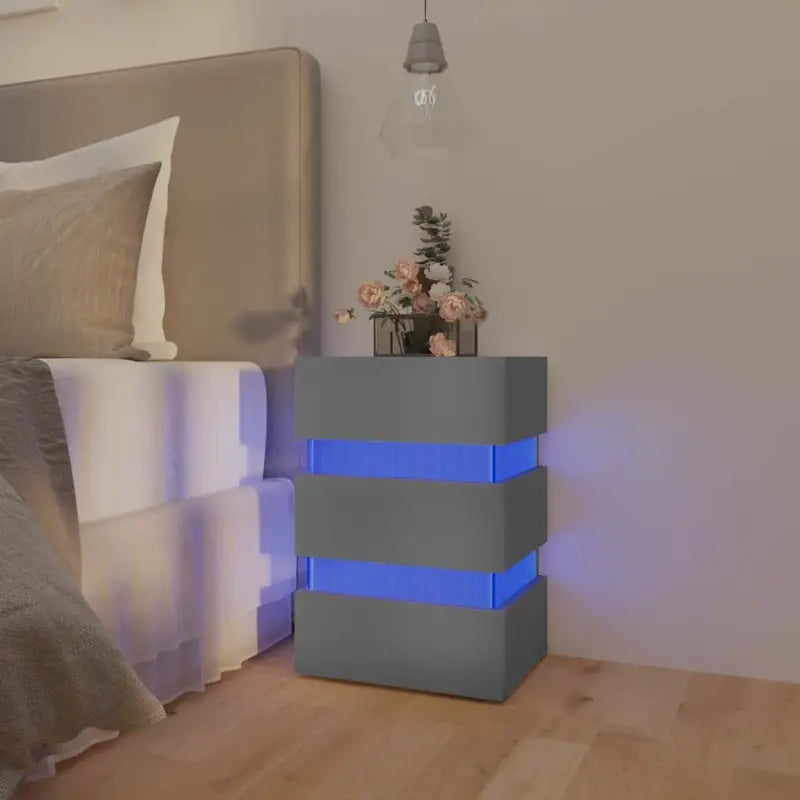 Nachtkastje van bewerkt hout met LED-verlichting voor gemak in de nacht - Nachtkastjes