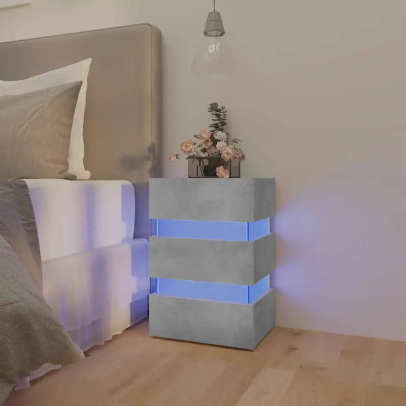 Nachtkastje van bewerkt hout met LED-verlichting voor gemak in de nacht - Betongrijs / 1 - Nachtkastjes