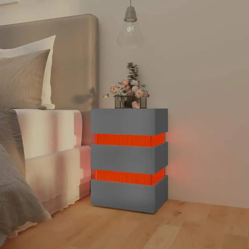 Nachtkastje van bewerkt hout met LED-verlichting voor gemak in de nacht - Nachtkastjes