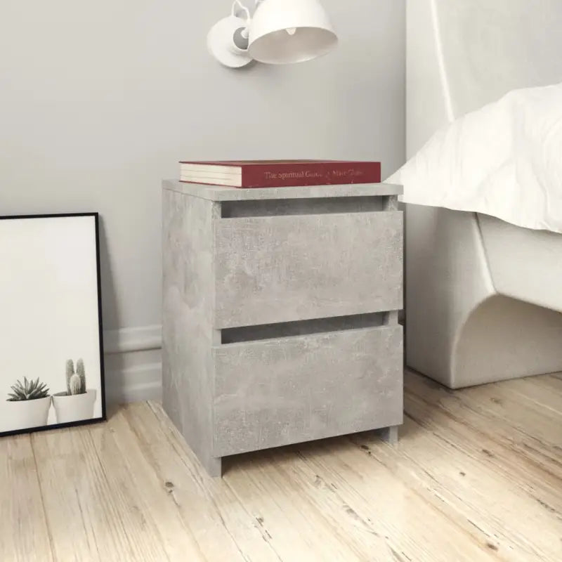 Nachtkastje van bewerkt hout met levering bevat voor klassieke charme - Betongrijs / 2 - Nachtkastjes