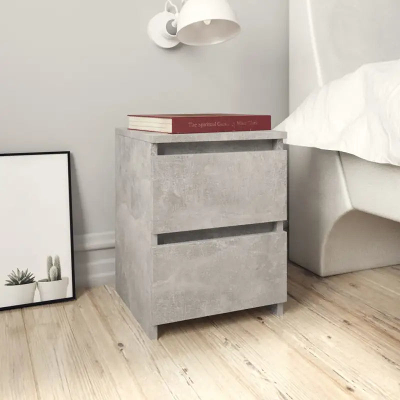Nachtkastje van bewerkt hout met levering bevat voor klassieke charme - Betongrijs / 1 - Nachtkastjes