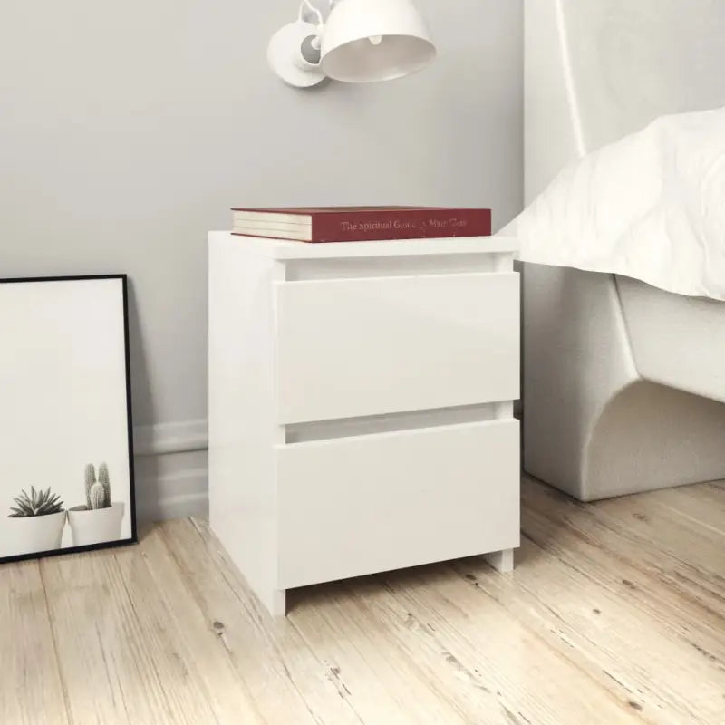 Nachtkastje van bewerkt hout met levering bevat voor klassieke charme - Hoogglans wit / 2 - Nachtkastjes