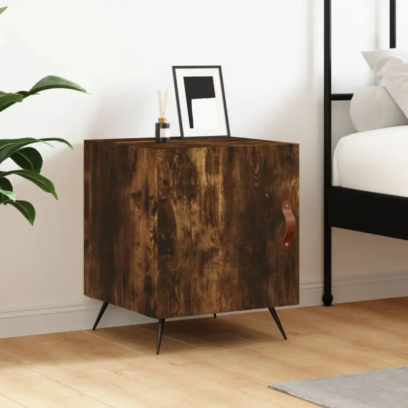 Nachtkastje van bewerkt hout met moderne uitstraling en duurzaam design - Gerookt eiken / 1 - Nachtkastjes