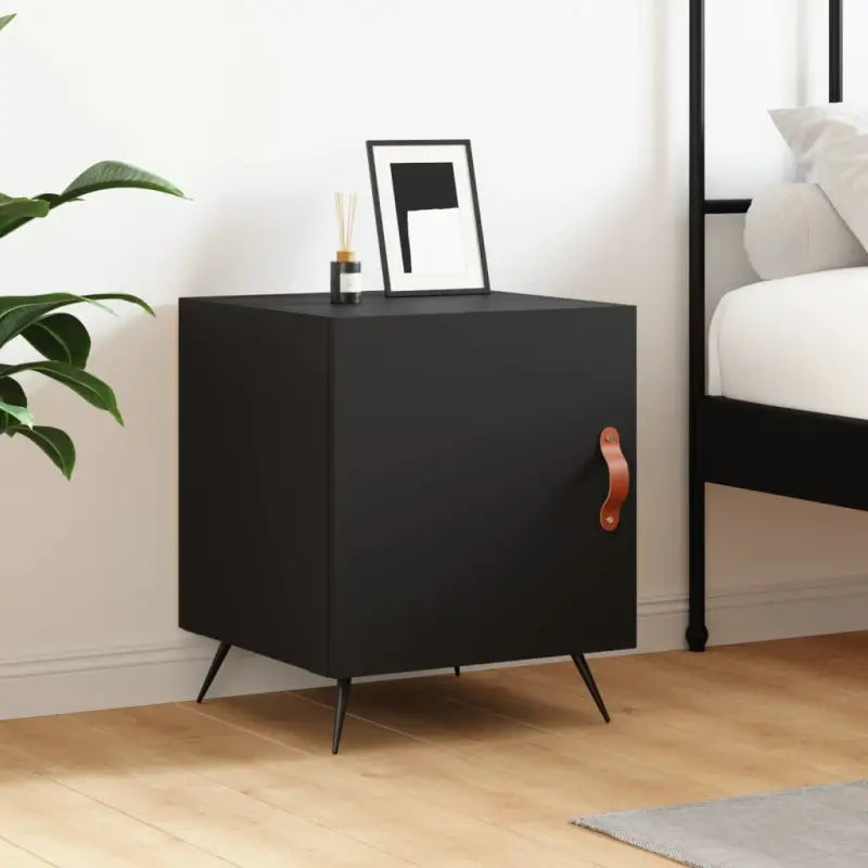 Nachtkastje van bewerkt hout met moderne uitstraling en duurzaam design - Zwart / 1 - Nachtkastjes