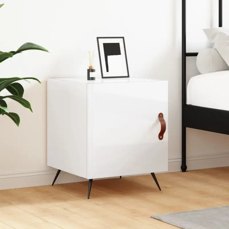 Nachtkastje van bewerkt hout met moderne uitstraling en duurzaam design - Hoogglans wit / 1 - Nachtkastjes