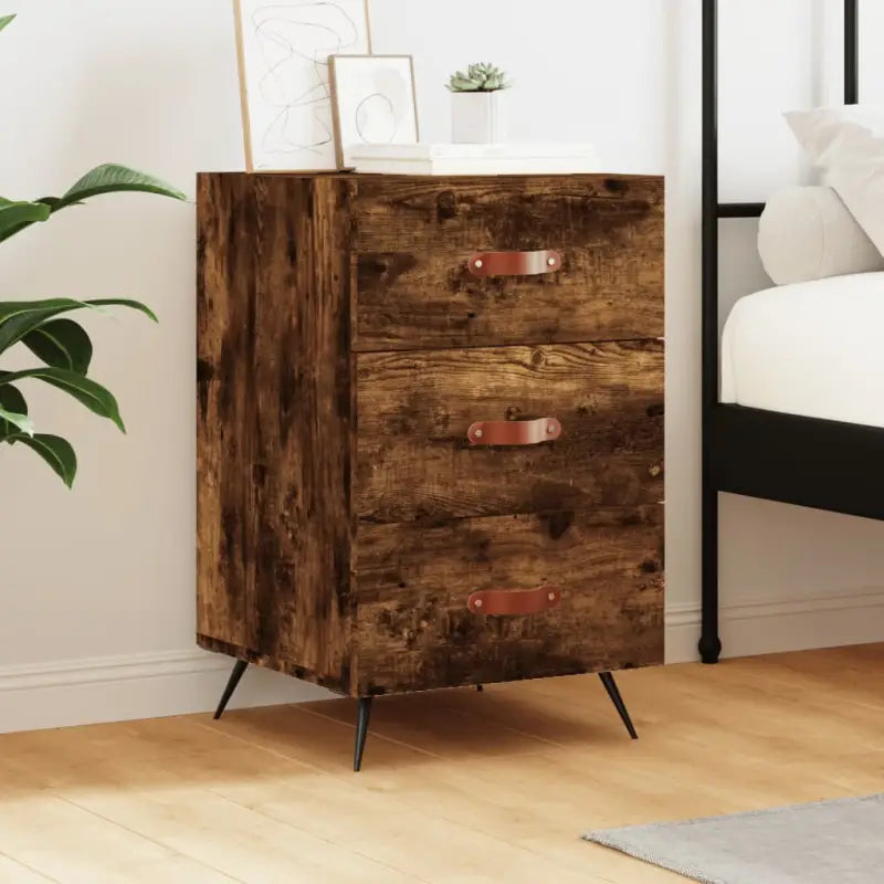 Nachtkastje van bewerkt hout met moderne uitstraling - Gerookt eiken / 1 - Nachtkastjes