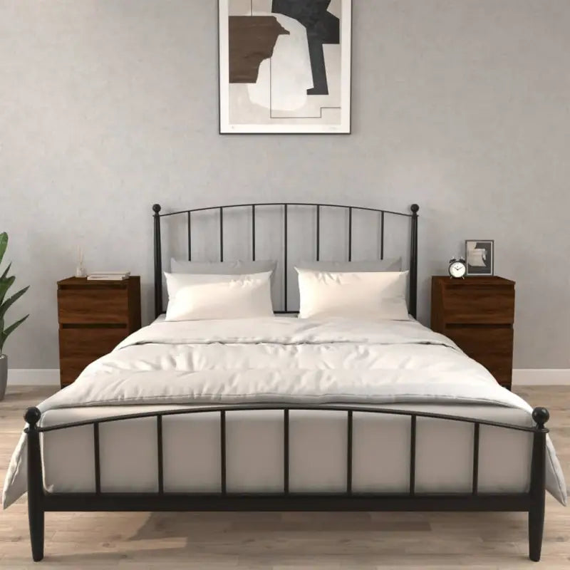 Nachtkastje van bewerkt hout met tijdloos en elegant ontwerp - bruin eikenkleur / 2 - Nachtkastjes