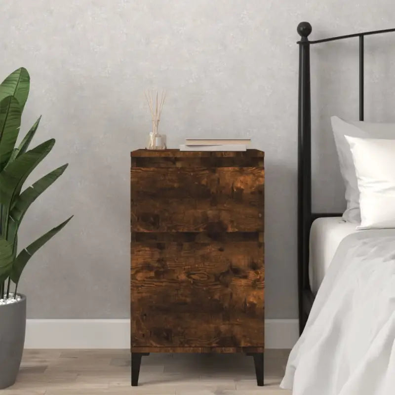 Nachtkastje van bewerkt hout met tijdloos en elegant ontwerp - Gerookt eiken / 1 - Nachtkastjes