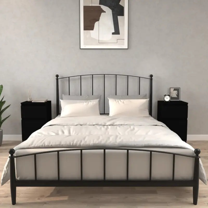 Nachtkastje van bewerkt hout met tijdloos en elegant ontwerp - Zwart / 2 - Nachtkastjes