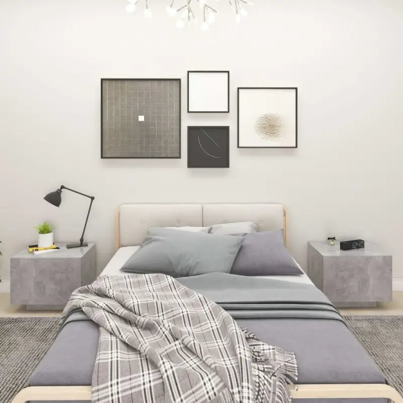 Nachtkastje van bewerkt hout met trendy en duurzaam ontwerp - Betongrijs / 1 - Nachtkastjes