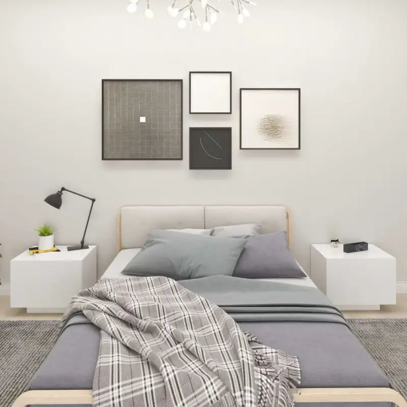 Nachtkastje van bewerkt hout met trendy en duurzaam ontwerp - Wit / 1 - Nachtkastjes