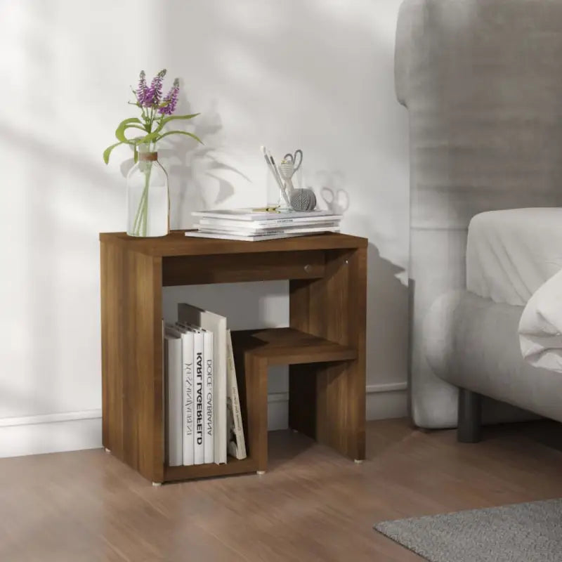 Nachtkastje van bewerkt hout met trendy en praktisch ontwerp - bruin eikenkleur / 1 - Nachtkastjes