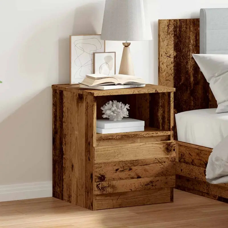 Nachtkastje van bewerkt hout met trendy en stevig ontwerp - Oud hout / 1 - Nachtkastjes