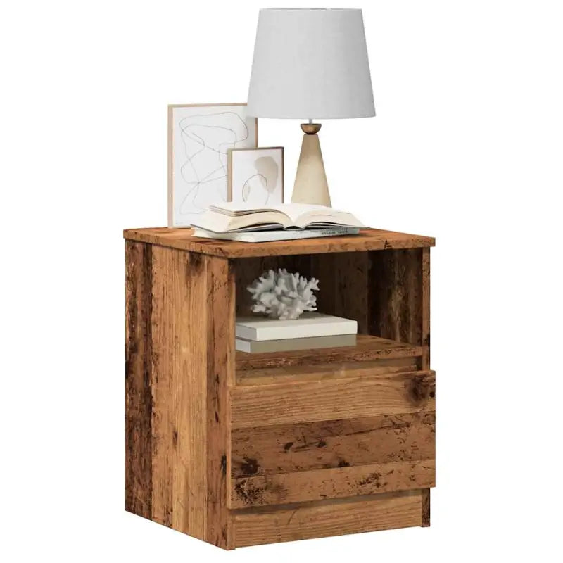 Nachtkastje van bewerkt hout met trendy en stevig ontwerp - Oud hout / 2 - Nachtkastjes