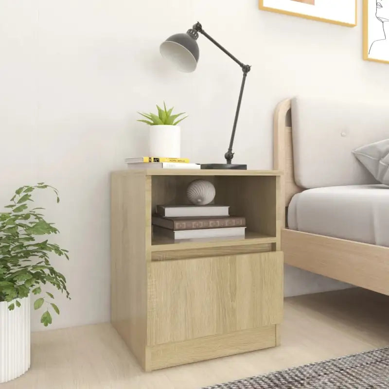 Nachtkastje van bewerkt hout met trendy en stevig ontwerp - Sonoma eiken / 1 - Nachtkastjes