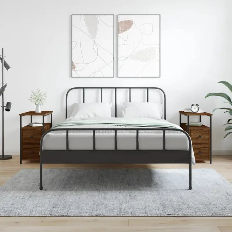 Nachtkastje van bewerkt hout met verstelbare poten voor stijl en comfort - bruin eikenkleur / 2 - Nachtkastjes