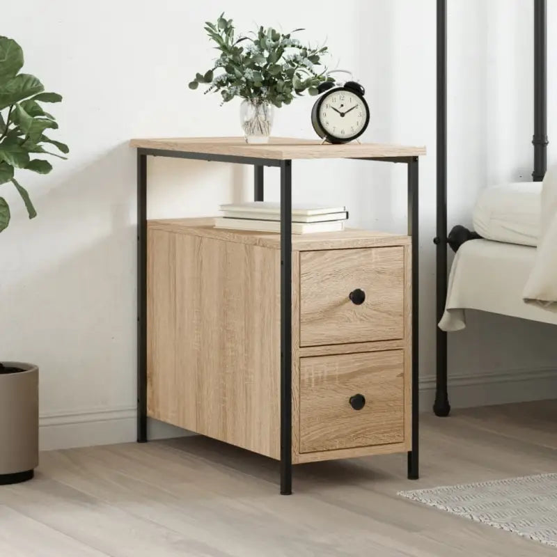Nachtkastje van bewerkt hout met verstelbare poten voor stijl en comfort - Sonoma eiken / 1 - Nachtkastjes