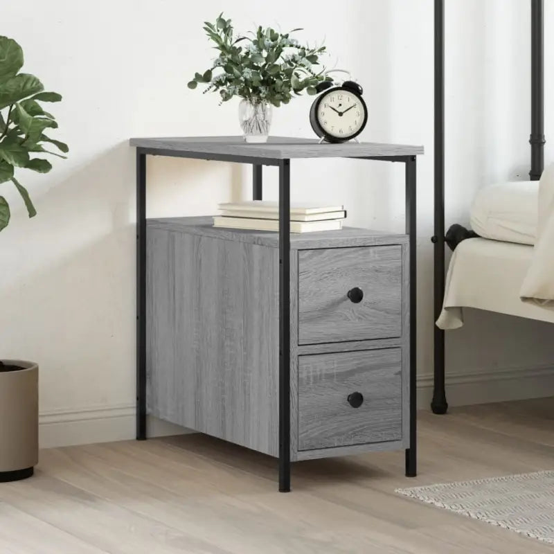 Nachtkastje van bewerkt hout met verstelbare poten voor stijl en comfort - Grijs sonoma / 1 - Nachtkastjes