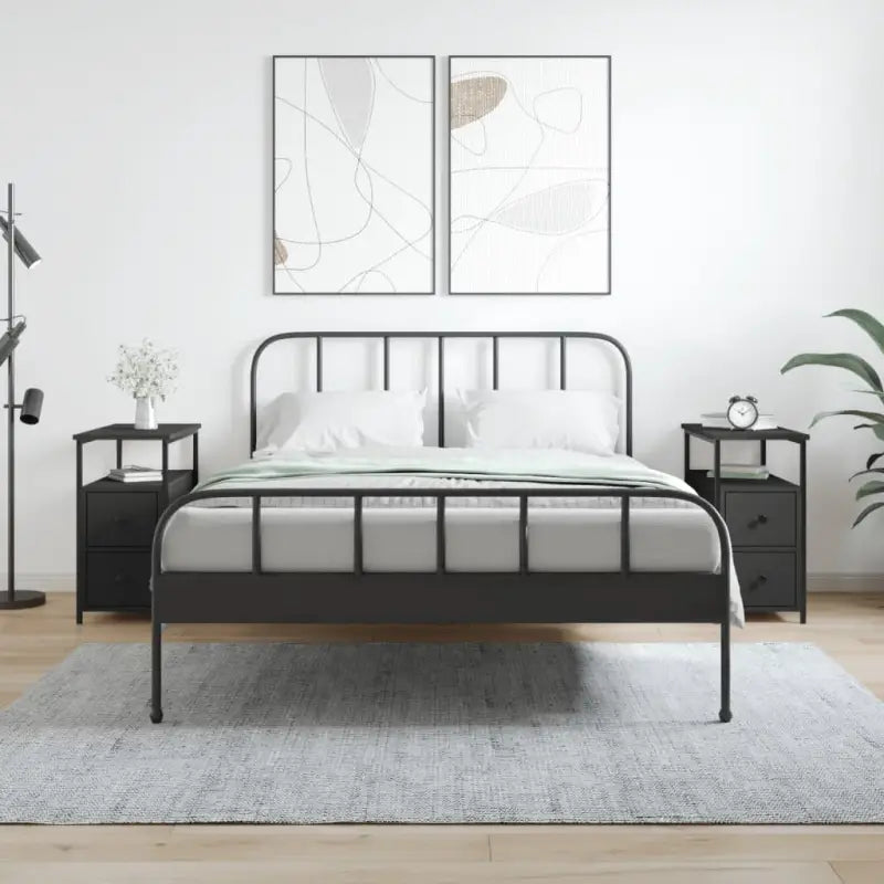 Nachtkastje van bewerkt hout met verstelbare poten voor stijl en comfort - Zwart / 2 - Nachtkastjes