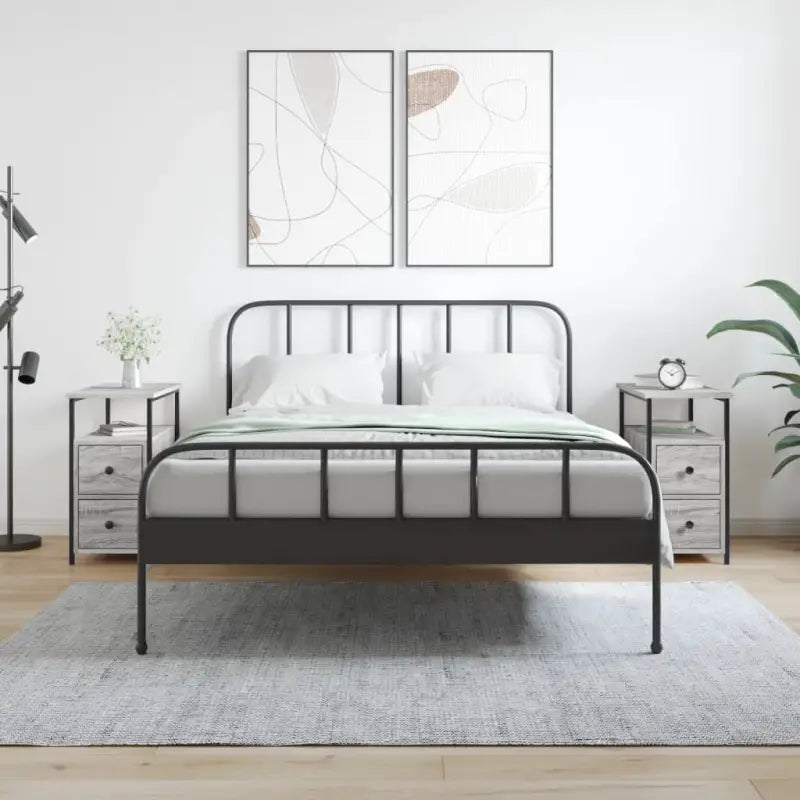 Nachtkastje van bewerkt hout met verstelbare poten voor stijl en comfort - Grijs sonoma / 2 - Nachtkastjes
