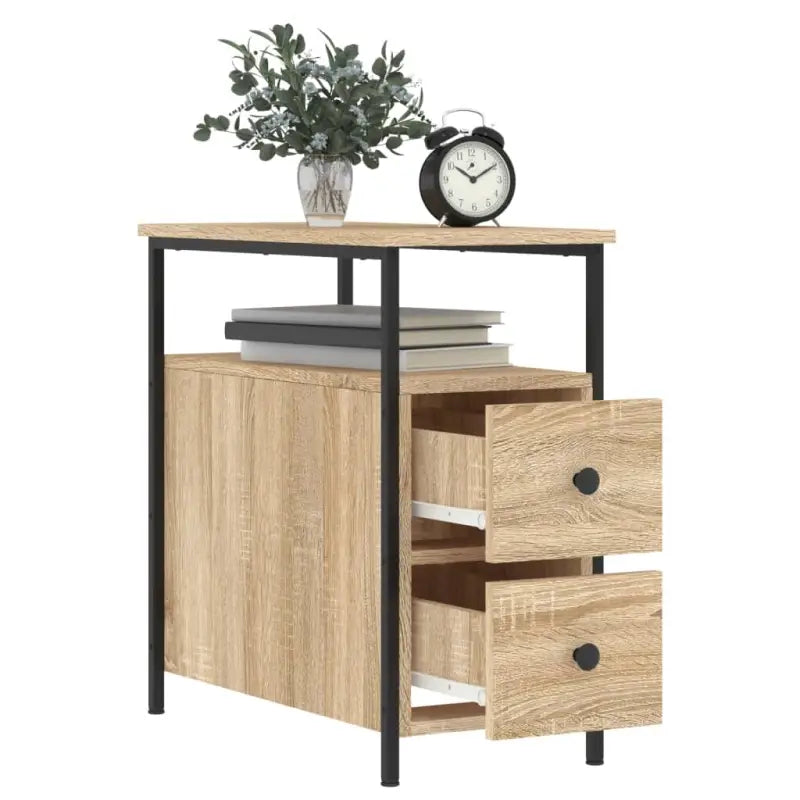 Nachtkastje van bewerkt hout met verstelbare poten voor stijl en comfort - Nachtkastjes