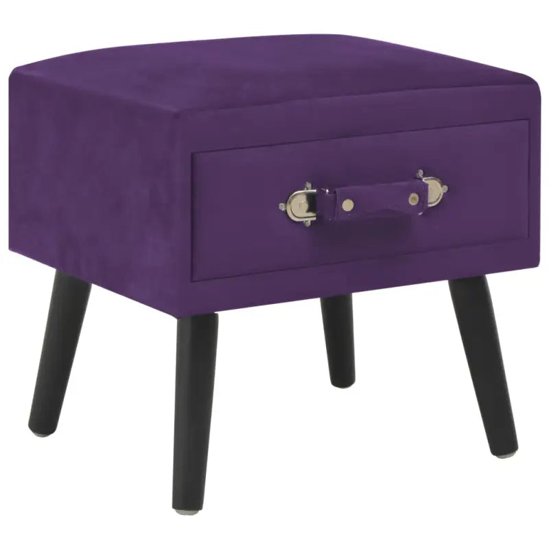 Nachtkastje van massief grenenhout met elegant fluwelen ontwerp - Paars / 1 - Nachtkastjes