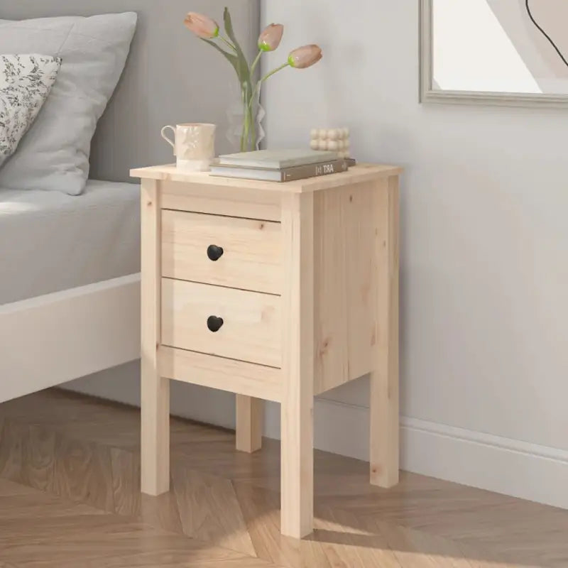 Nachtkastje van massief grenenhout met stevig blad en elegant ontwerp - Bruin / 1 - Nachtkastjes