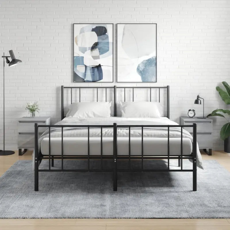 Nachtkastjes met bewerkt hout en metalen poten voor een strak interieur - Grijs sonoma / 2 - Nachtkastjes