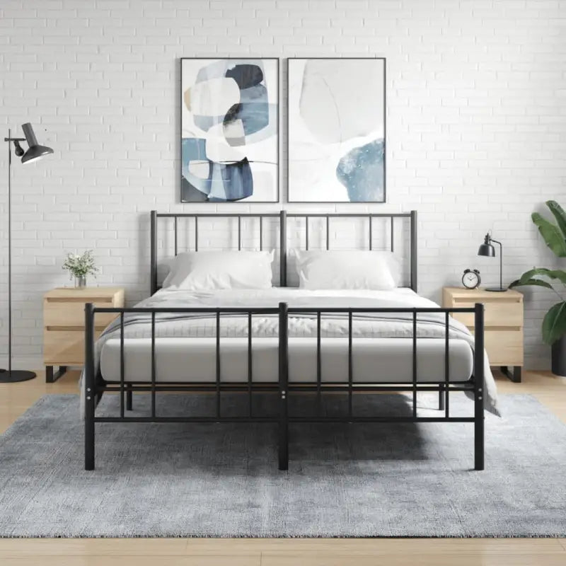 Nachtkastjes met bewerkt hout en metalen poten voor een strak interieur - Sonoma eiken / 2 - Nachtkastjes
