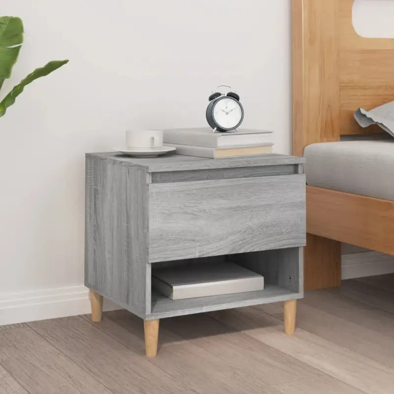 Nachtkastjes met bewerkt hout voor een elegant en tijdloos interieur - Grijs sonoma / 1 - Nachtkastjes