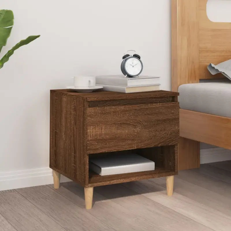 Nachtkastjes met bewerkt hout voor een elegant en tijdloos interieur - bruin eikenkleur / 1 - Nachtkastjes