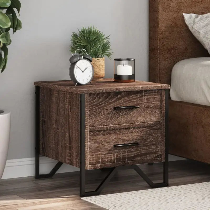 Nachtkastjes met metalen poten in grijs sonoma eiken design - bruin eikenkleur / 2 - Nachtkastjes